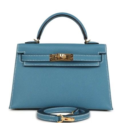 Hermès Kelly 20 Sellier Blue Jean Epsom Gold Hardware